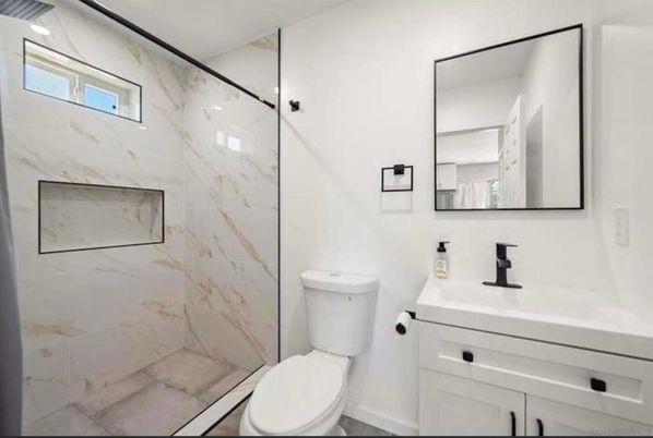 Bathroom, Glass Shower, Interior, Marble Walls