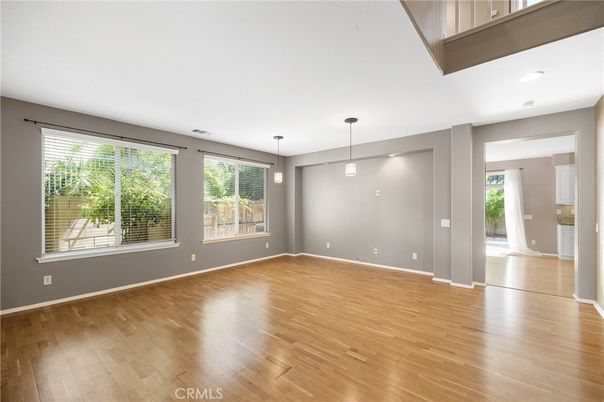 Empty room, Interior, Pendant Lights, Wood Texture Flooring