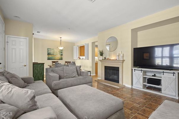 Dining room, Fireplace, Interior, Living room, Pendant Lights