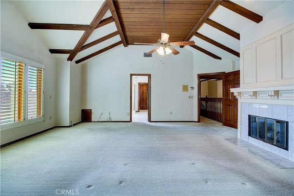 Empty room, Fireplace, Interior, Wooden Beams, Wooden Ceilings