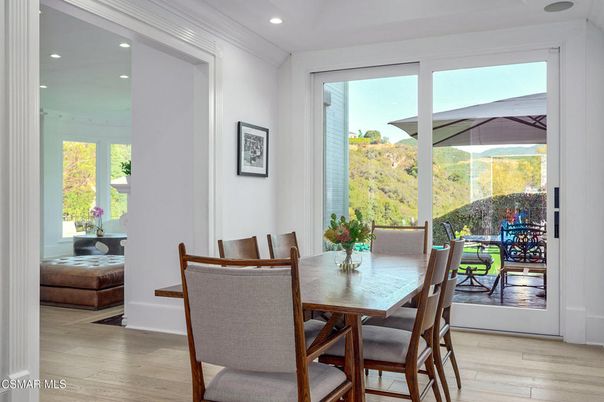 Dining room, Interior, Recessed Lighting, Wood Texture Flooring
