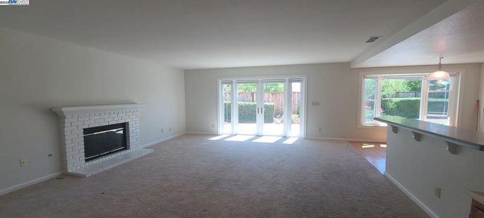 Empty room, Fireplace, Interior, Pendant Lights