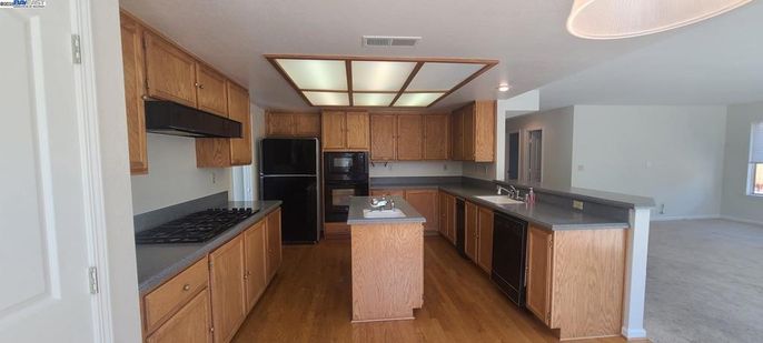 Interior, Kitchen, Recessed Lighting, Wood Texture Flooring