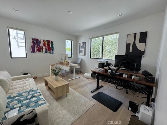 Home Office, Interior, Recessed Lighting, Wood Texture Flooring
