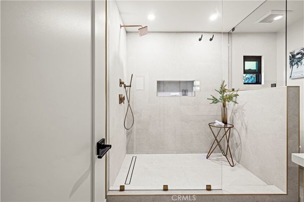 Bathroom, Glass Shower, Interior, Recessed Lighting