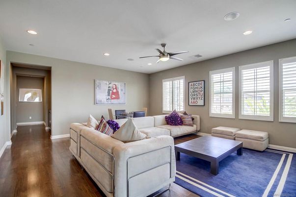 Dining room, Interior, Living room, Recessed Lighting, Wood Texture Flooring