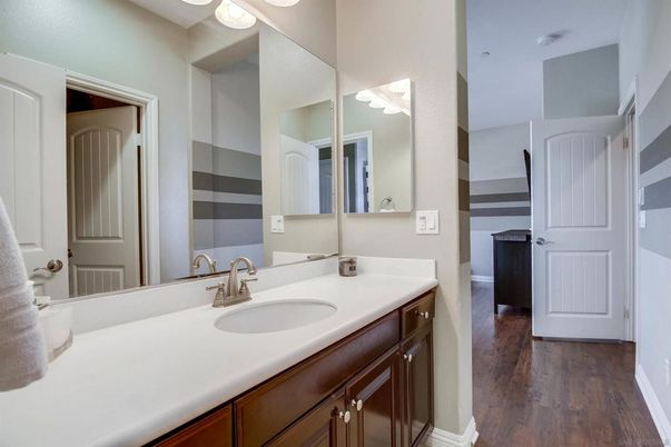 Bathroom, Dual Sink Vanities, Interior, Wood Texture Flooring