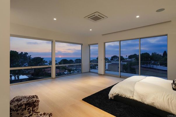 Bedroom, Interior, Recessed Lighting, Water, Wood Texture Flooring