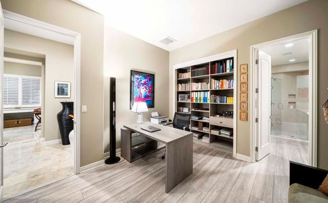 Home Office, Interior, Recessed Lighting, Wood Texture Flooring