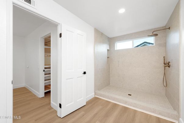 Bathroom, Interior, Recessed Lighting, Wood Texture Flooring