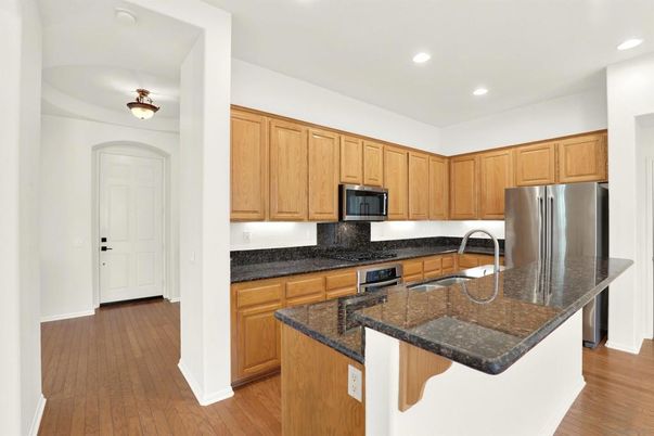 Interior, Kitchen, Recessed Lighting, Wood Texture Flooring