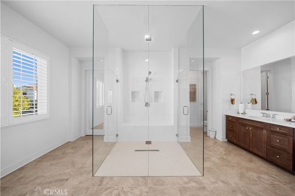 Bathroom, Glass Shower, Interior, Recessed Lighting
