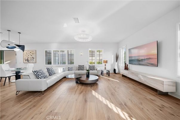 Dining room, Interior, Living room, Pendant Lights, Wood Texture Flooring