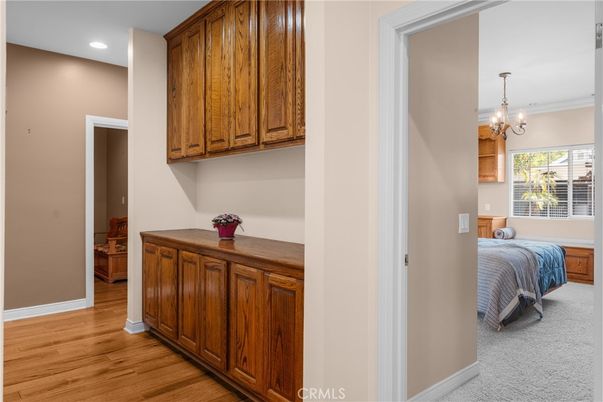 Bedroom, Chandelier, Interior, Recessed Lighting, Wood Texture Flooring