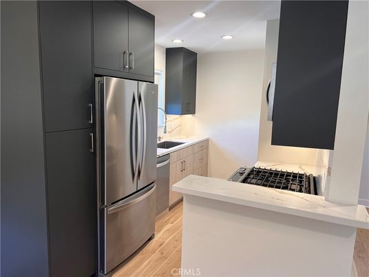 Interior, Kitchen, Recessed Lighting, Wood Texture Flooring