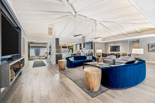 Interior, Living room, Pendant Lights, Wood Texture Flooring