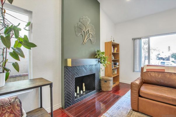 Fireplace, Interior, Recessed Lighting, Wood Texture Flooring