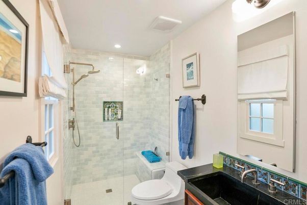 Bathroom, Glass Shower, Interior, Recessed Lighting