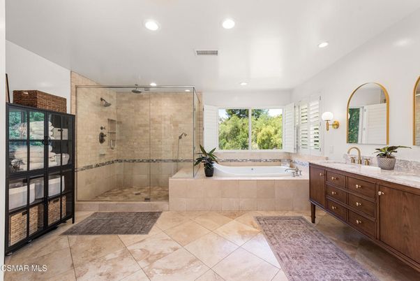 Bathroom, Dual Sink Vanities, Glass Shower, Interior, Recessed Lighting