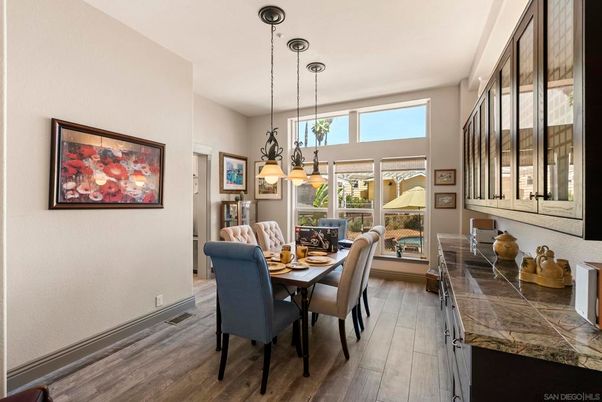Chandelier, Dining room, Interior, Pendant Lights, Wood Texture Flooring