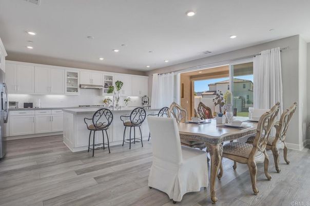 Dining room, Interior, Kitchen, Recessed Lighting, Wood Texture Flooring