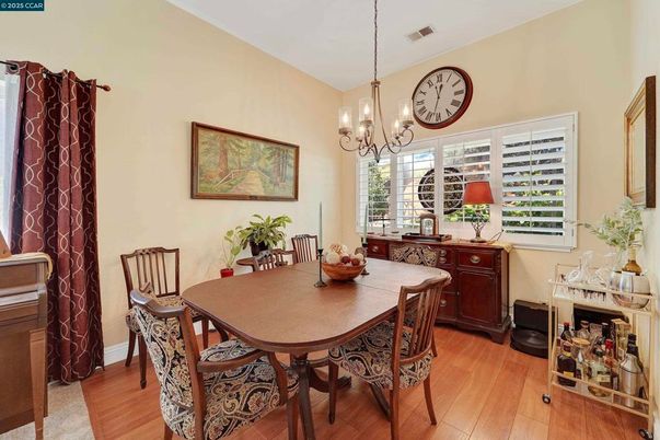 Chandelier, Dining room, Interior, Wood Texture Flooring