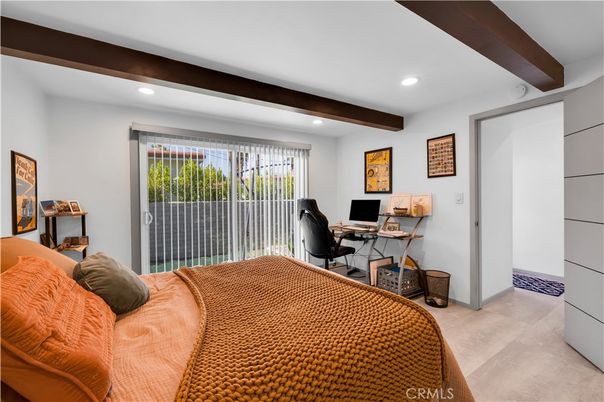 Bedroom, Home Office, Interior, Recessed Lighting, Wooden Beams