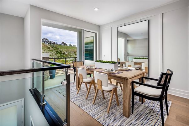 Dining room, Interior, Recessed Lighting, Wood Texture Flooring