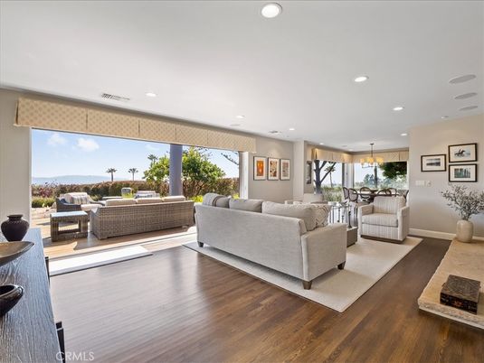 Dining room, Interior, Living room, Pendant Lights, Recessed Lighting, Water, Wood Texture Flooring