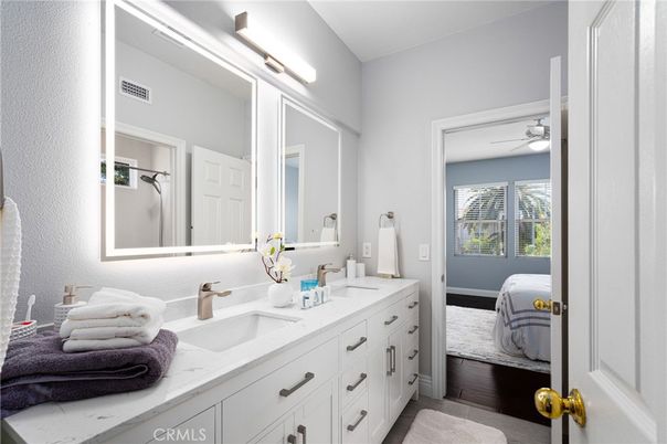 Bathroom, Bedroom, Dual Sink Vanities, Interior, Wood Texture Flooring