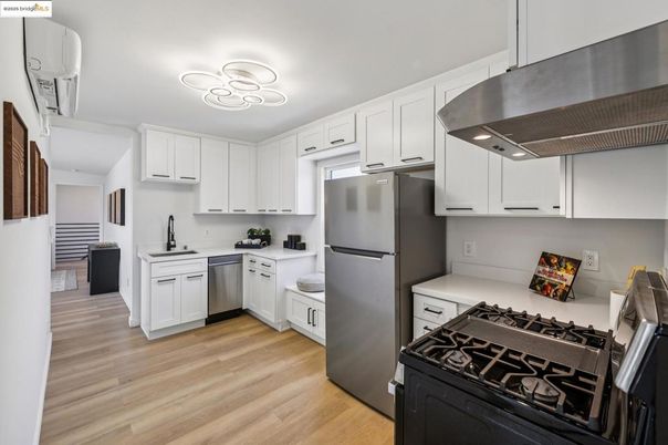 Interior, Kitchen, Stainless Steel Appliances, Wood Texture Flooring