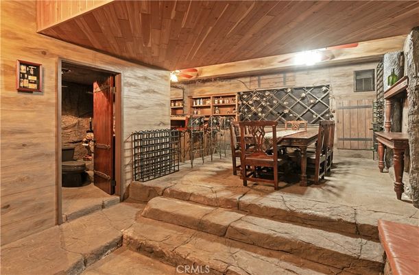 Dining room, Fireplace, Interior, Stone Walls, Wooden Ceilings, Wooden Walls