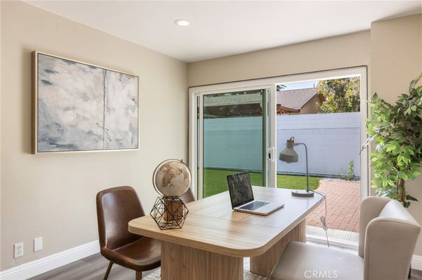 Home Office, Interior, Recessed Lighting, Wood Texture Flooring