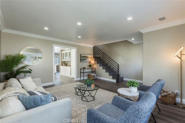 Interior, Living room, Recessed Lighting, Wood Texture Flooring