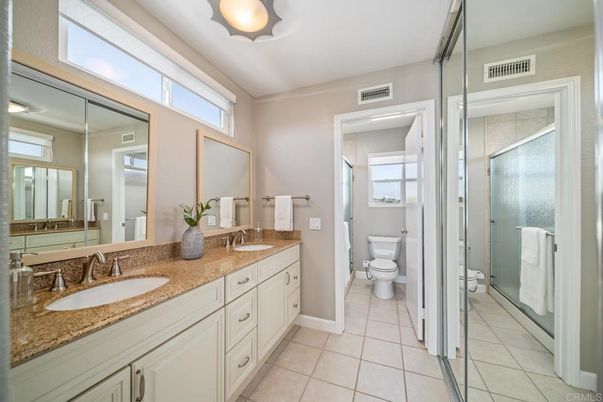 Bathroom, Dual Sink Vanities, Glass Shower, Interior