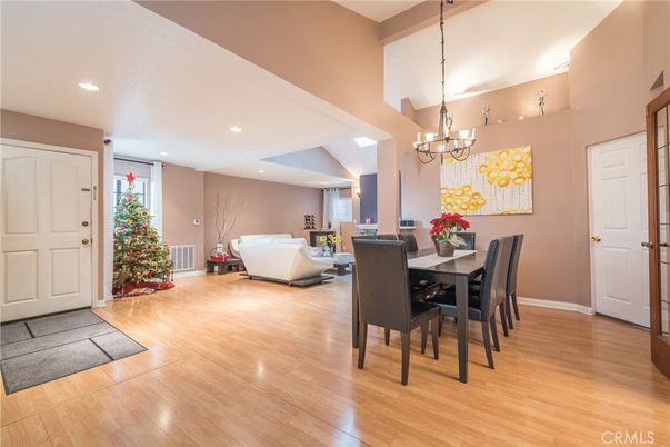 Chandelier, Dining room, Interior, Living room, Recessed Lighting, Wood Texture Flooring