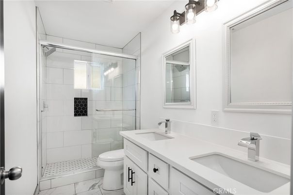 Bathroom, Dual Sink Vanities, Glass Shower, Interior, Marble
