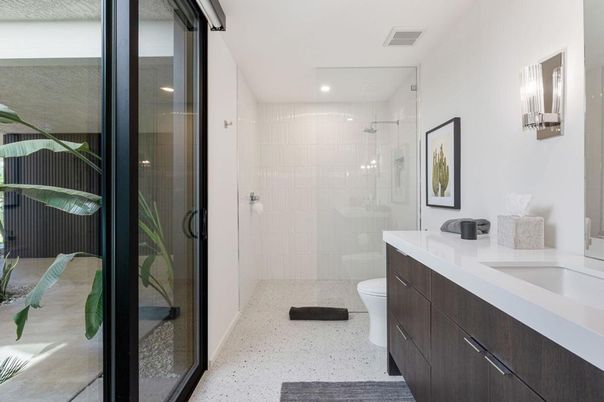 Bathroom, Glass Shower, Interior, Recessed Lighting