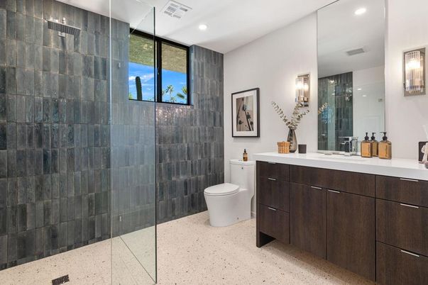 Bathroom, Glass Shower, Interior, Recessed Lighting