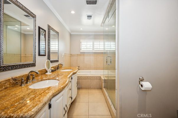 Bathroom, Dual Sink Vanities, Glass Shower, Interior, Recessed Lighting