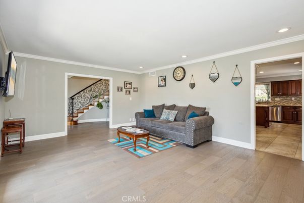 Interior, Kitchen, Living room, Recessed Lighting, Wood Texture Flooring