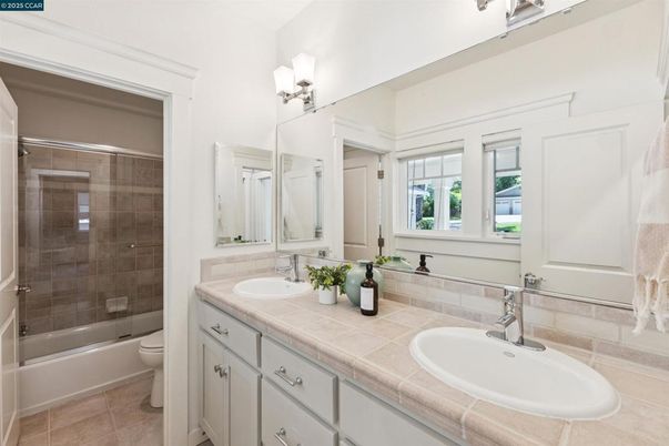 Bathroom, Dual Sink Vanities, Glass Shower, Interior, Tile Countertops