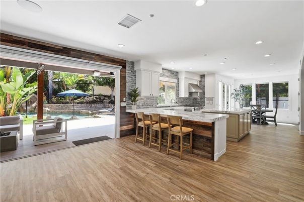 Dining room, Interior, Kitchen, Recessed Lighting, Wood Texture Flooring