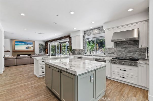 Interior, Kitchen, Living room, Recessed Lighting, Stainless Steel Appliances, Wood Texture Flooring