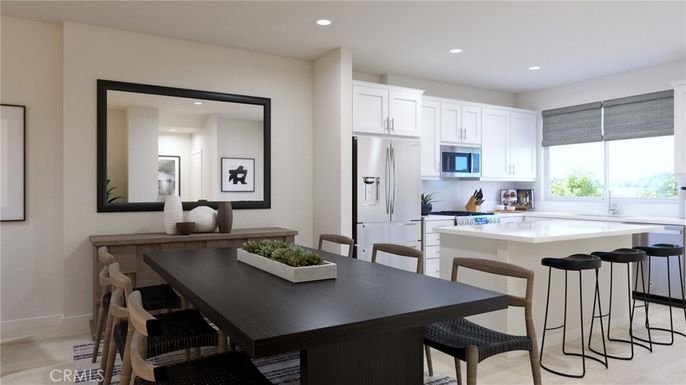 Dining room, Interior, Kitchen, Recessed Lighting, Wood Texture Flooring