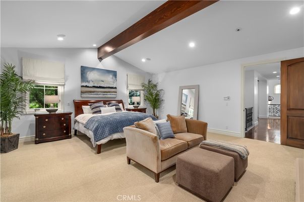 Bedroom, Interior, Recessed Lighting, Wooden Beams