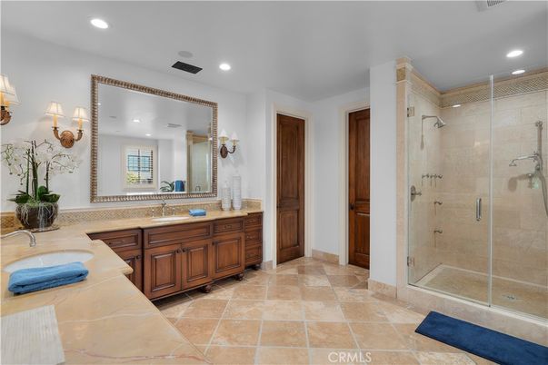 Bathroom, Dual Sink Vanities, Glass Shower, Interior, Recessed Lighting