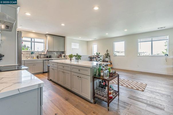 Interior, Kitchen, Recessed Lighting, Wood Texture Flooring