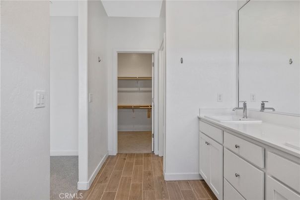 Bathroom, Dual Sink Vanities, Interior, Wood Texture Flooring