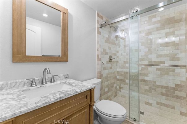 Bathroom, Glass Shower, Interior, Recessed Lighting